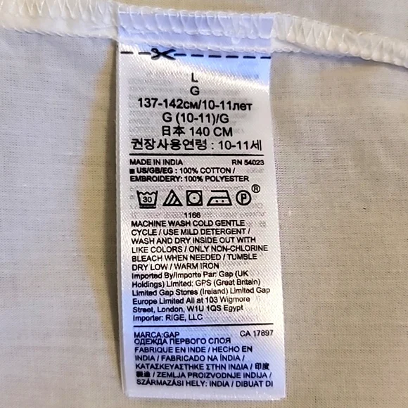 NWT Gap Girls' Embroidered White Top, Size L(10-11) - Picture 8 of 11